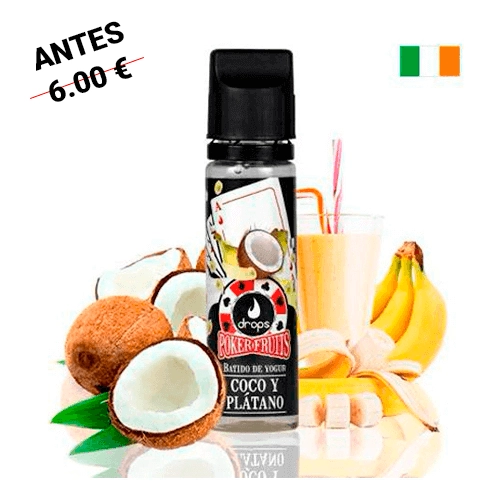 Drops E-Liquids Poker Fruits Batido de Coco Plátano 50ml (Exclusive Ireland)