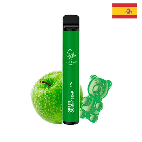 Elfbar Disposable ELF600 Green Gummy Bear 20mg (Pack 10) (Versión España)