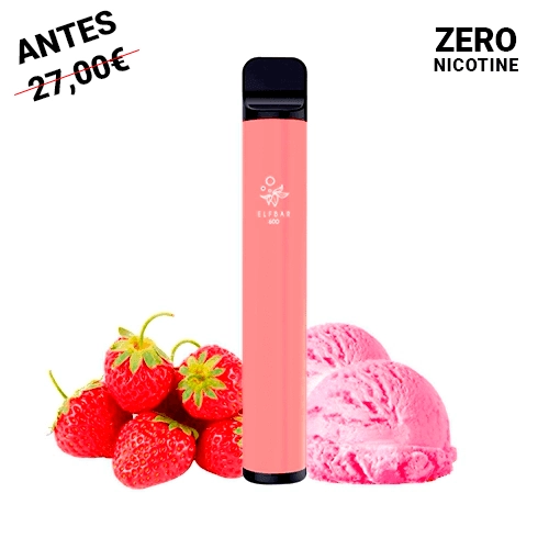 Elfbar Disposable ELF600 Strawberry Ice Cream ZERO NICOTINE (Pack 10)