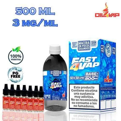 Oil4Vap Base Fast4Vap Pack 500ml - 3mg