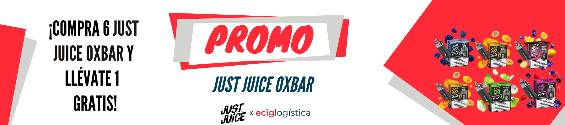 Compra 6 Just Juice Oxbar y llévate 1